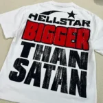 White Hellstar Studios Bigger Than Satan Shirts Back