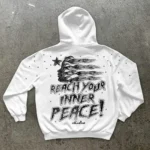 white Hellstar Reach Your Inner Peace Hoodies Back