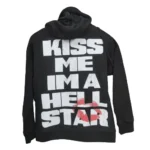 Black Hellstar Kiss Me I Am Hellstar Hoodie Back
