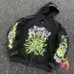 Black Retro Zip-up Hellstar Hoodie