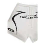 White and Black Hellstar Warm-Up Shorts Side