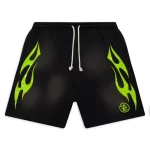 Black/Green Hellstar Flame Shorts