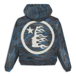 Blue Hellstar Classic Logo Airbrush Zip-Up Hoodie Back Side