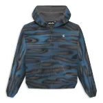 Blue Hellstar Classic Logo Airbrush Zip-Up Hoodie