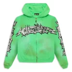 Green Hellstar Graffiti Zip-Up Hoodie