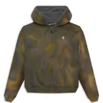 Green Hellstar Classic Logo Airbrush Zip-Up Hoodie