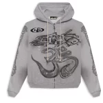 Grey Hellstar Yoga Zip Up Hoodie