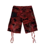 Red Studded Hellstar Cargo Shorts Back