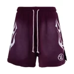 Burgundy Hellstar Studios Flame Shorts